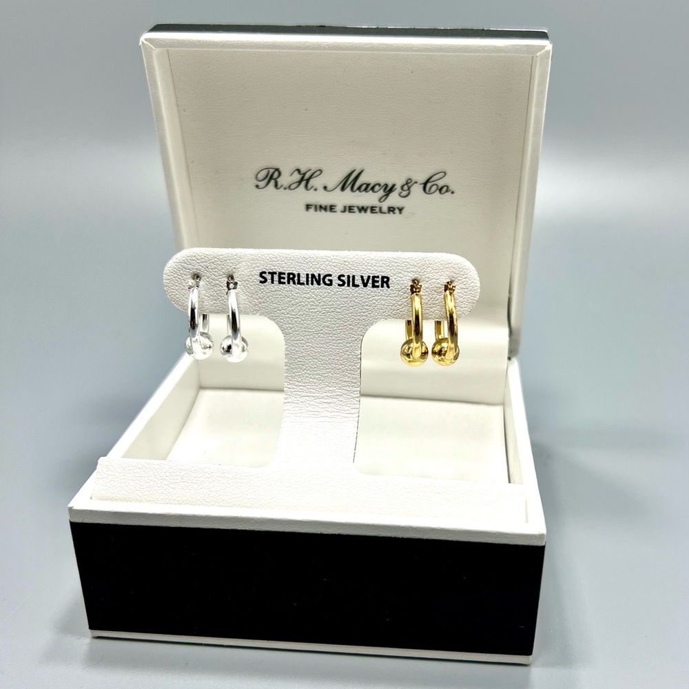 R.H Macey Two Pairs Of Sterling Silver Earrings